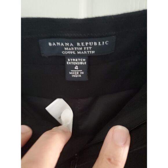 Banana Republic Martin-Fit Wool Pants Blend Trouser Cuffed Black Size 4 - Picture 3 of 7